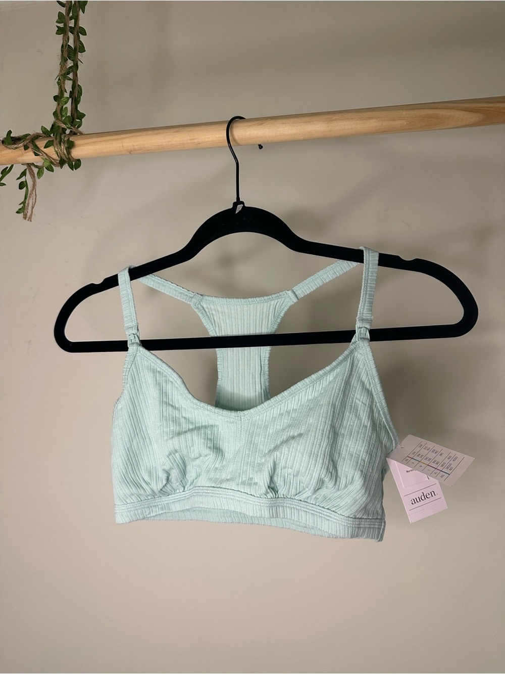 Women’s M | Auden Light Mint Green Ribbed Seamless Racerback Nursing Bralette